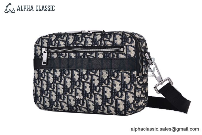 Dior Safari Bag with Strap Beige & Black Oblique Jacquard