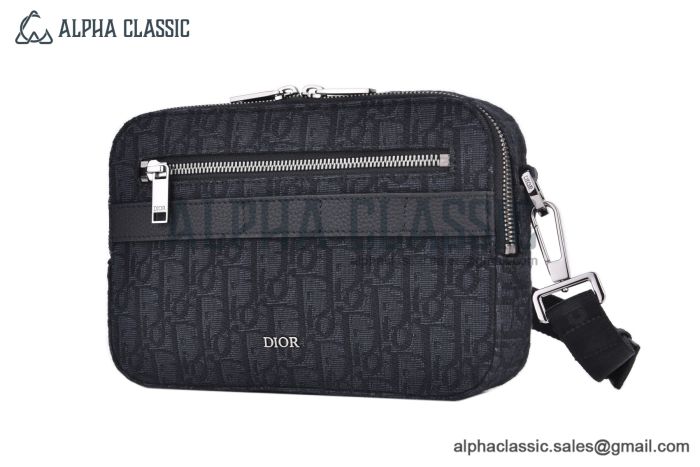 Dior Safari Bag with Strap Black Oblique Jacquard