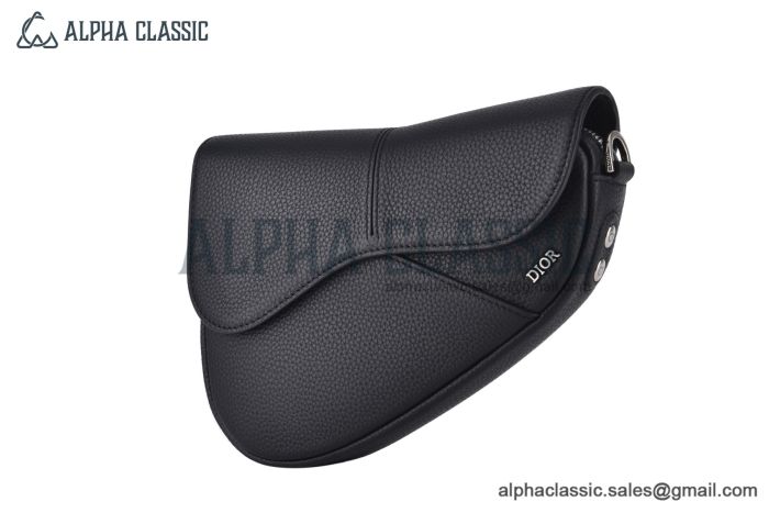 Dior Mini Saddle Bag Black Black Grained Calfskin