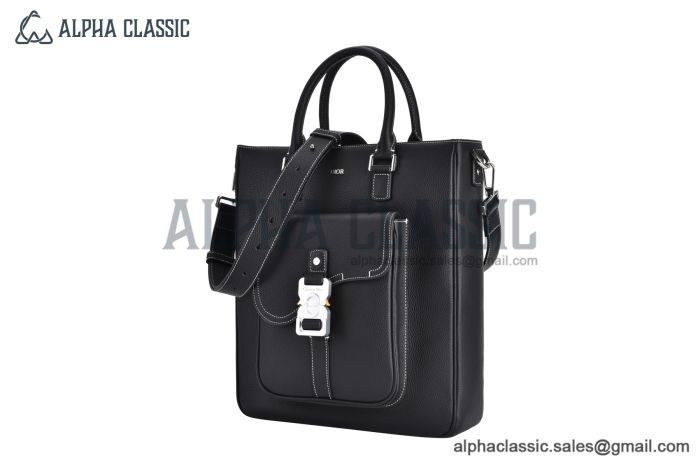 Dior Saddle Tote Bag Black Grained Calfskin