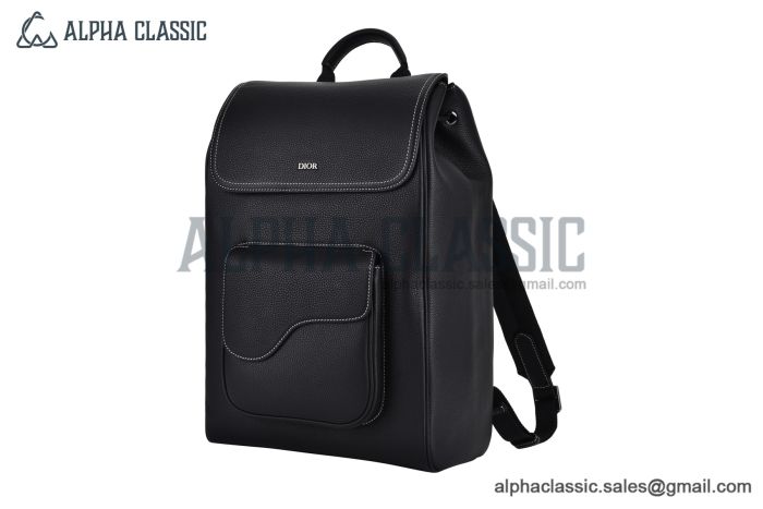Dior Saddle Backpack Black Grained Calfskin
