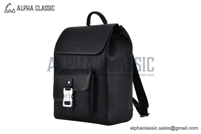 Dior Saddle Backpack with Flap Black Grained Calfskin