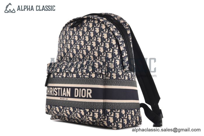 Dior Travel Backpack Beige & Blue Oblique Jacquard