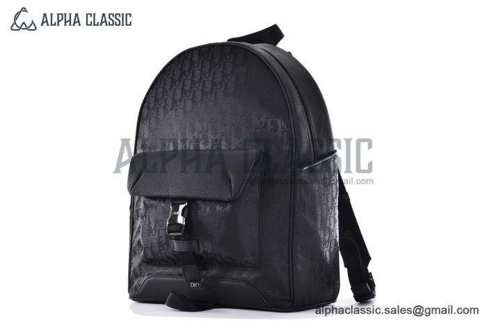Dior Explorer Backpack Black Oblique Mirage with Black Grained Calfskin