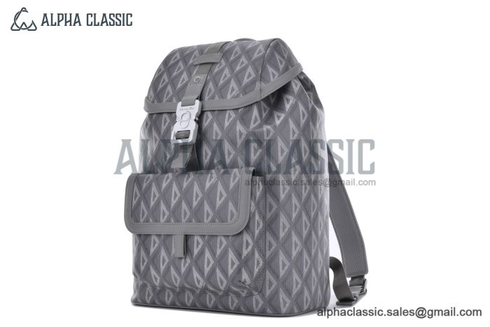 Dior Hit the Road Backpack Gray Diamond Canvas with Smooth Calfskin