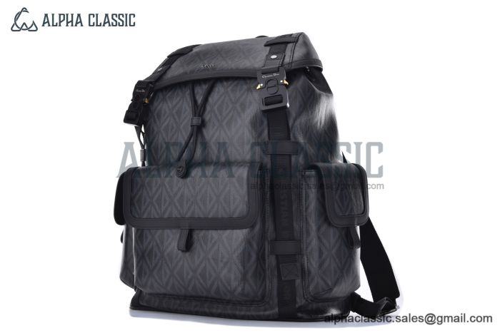 Dior Hit the Road Rucksack Black Diamond Canvas with Smooth Calfskin