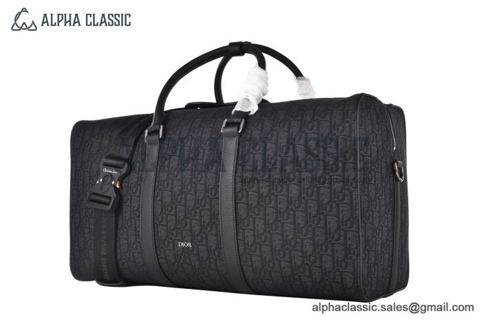 Dior Lingot 50 Bag Black Oblique Jacquard with Black Grained Calfskin
