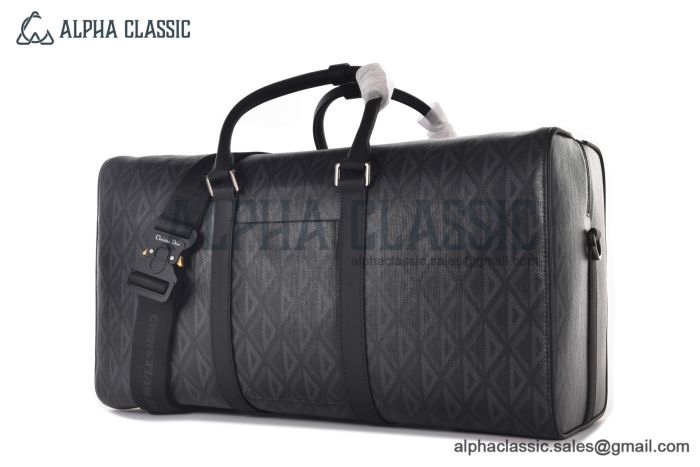 Dior Lingot 50 Bag Black Diamond Canvas with Black Smooth Calfskin