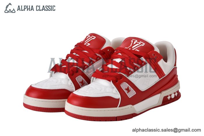 LV x Product Red Trainer Sneaker Monogram-embossed Red & White 1A8PJW