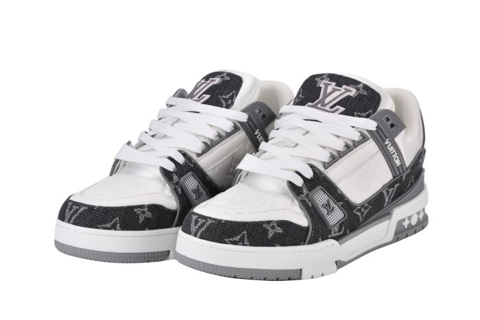 LV Trainer Sneaker Monogram Denim & Embossed Grey 1ADF5C