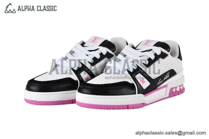 LV Trainer Sneaker Grained Leather Panda Pink 1ADF3Q