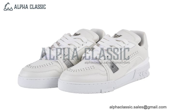 LV Trainer Sneaker Grained Leather White 1ADDC3