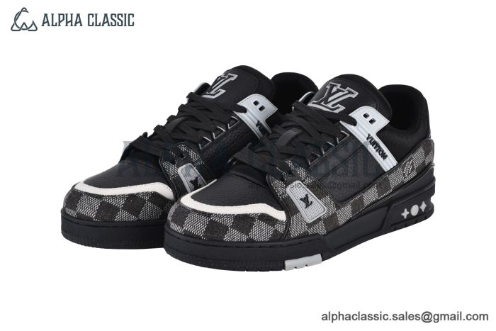LV Trainer Sneaker Damier Denim & Leather Black 1ACPSM