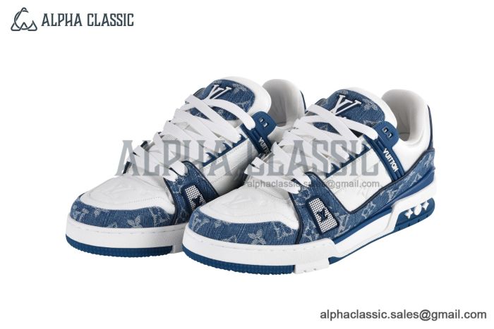 LV Trainer Sneaker Monogram Denim & Embossed Leather Blue 1A9JGT