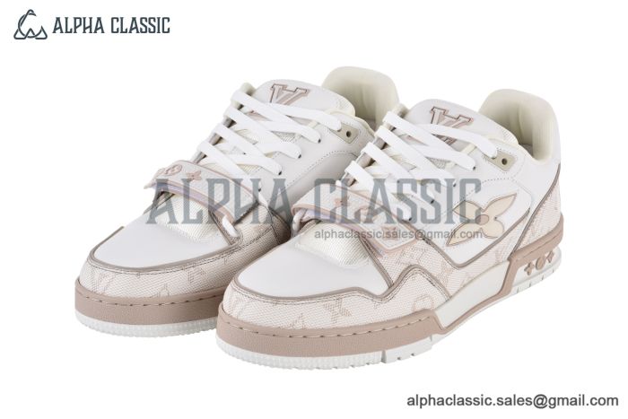 LV Trainer Sneaker Monogram Leather Beige $ White 1AHTUA