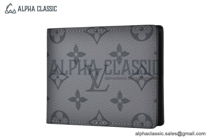 LV Slender Wallet Gray Monogram Eclipse Reverse Canvas M80906
