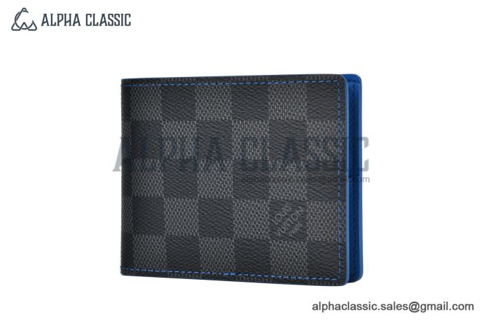 LV Slender Wallet Black/Blue Damier Graphite Canvas N64033