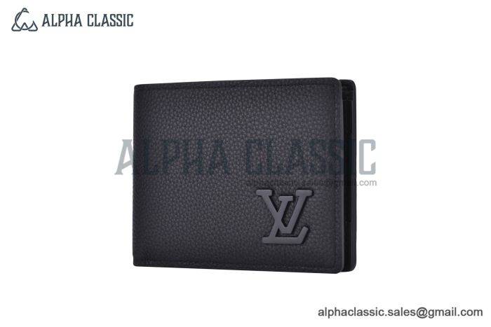 LV Multiple Wallet Black Aerogram Leather M69829
