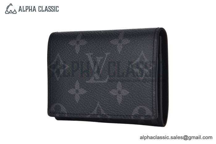 LV Envelope Business Card Holder Black Monogram Eclipse Canvas M12874