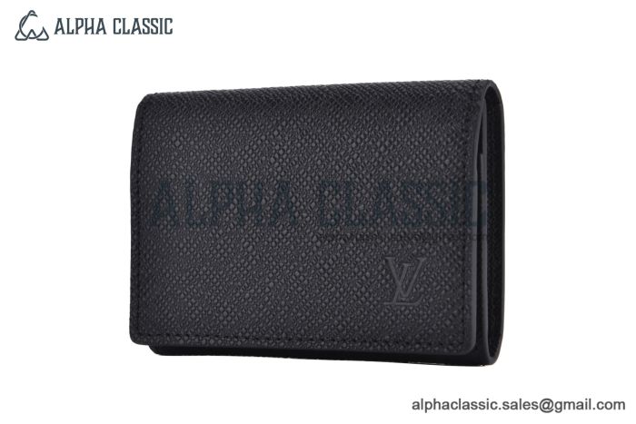 LV Envelope Carte De Visite Black Taiga Leather M64595