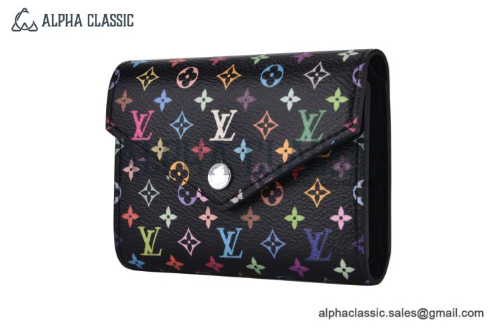 LV x TM Victorine Wallet Black Murakami Monogram Canvas M14163