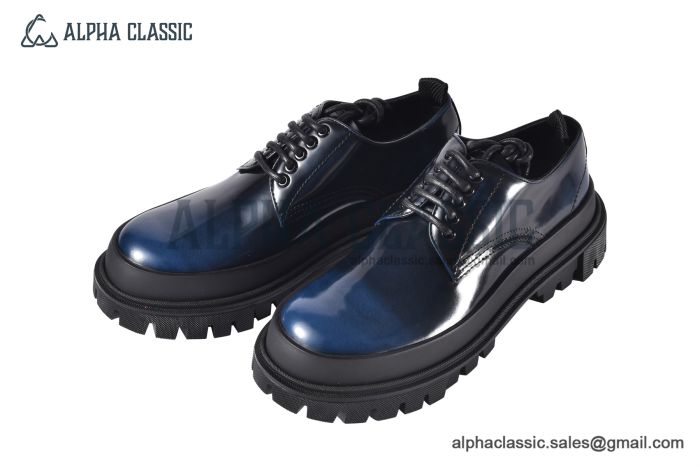 Dolce & Gabbana Hi-trekking Brushed Blue/Black Calfskin Derby Shoes
