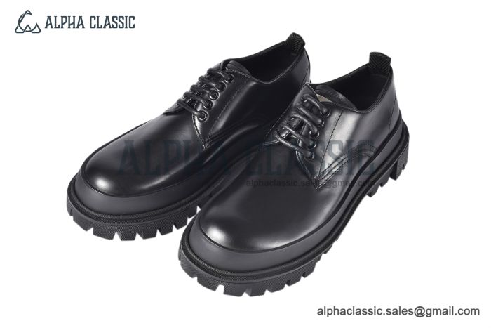 Dolce & Gabbana Hi-trekking Brushed Black Calfskin Derby Shoes