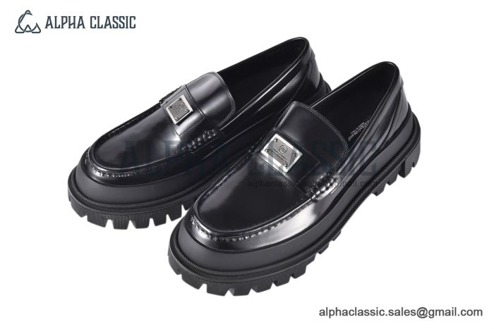 Dolce & Gabbana Hi-trekking Brushed Black Calfskin Loafers 