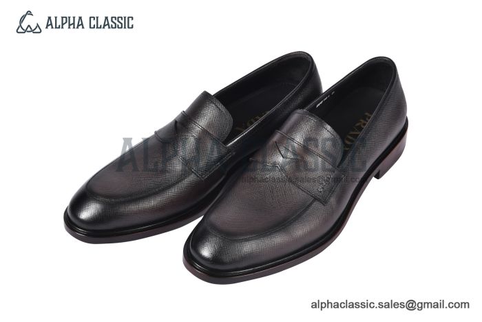Prada Red Saffiano Calfskin Loafers with Hot-stamped Prada logo