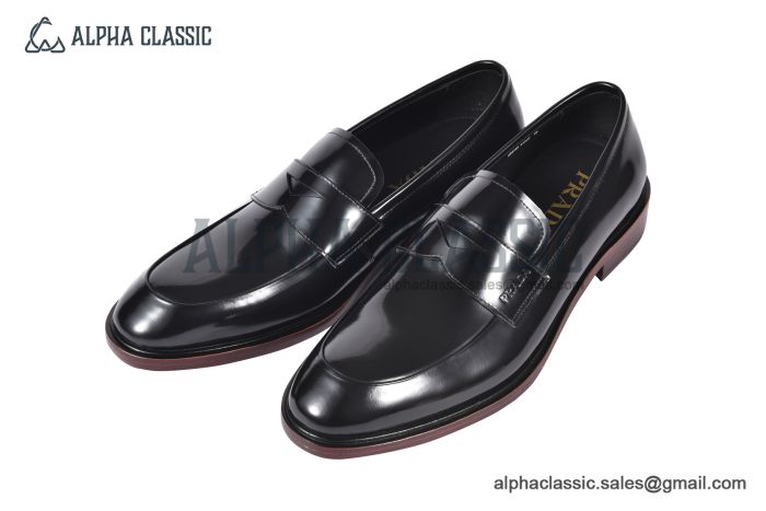 Prada Black Brushed Calfskin Loafers with the Triangle-embossed Logo