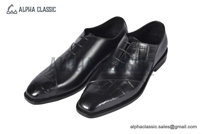 Berluti Alessandro Démesure Black Calfskin/Crocodile Oxford