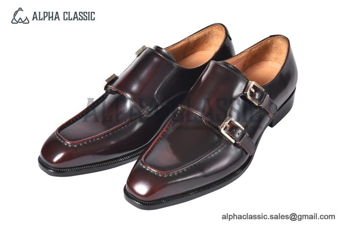 GUCCI Men's Brown Calfskin Monk Starp Shoes