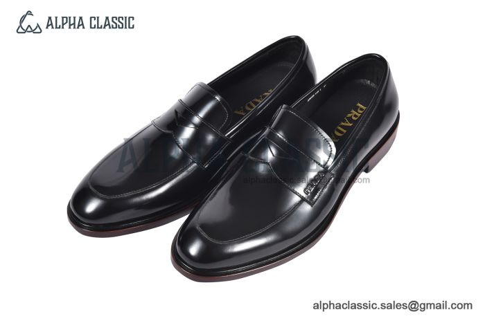 Prada Classic Brushed Black Calfskin Loafers