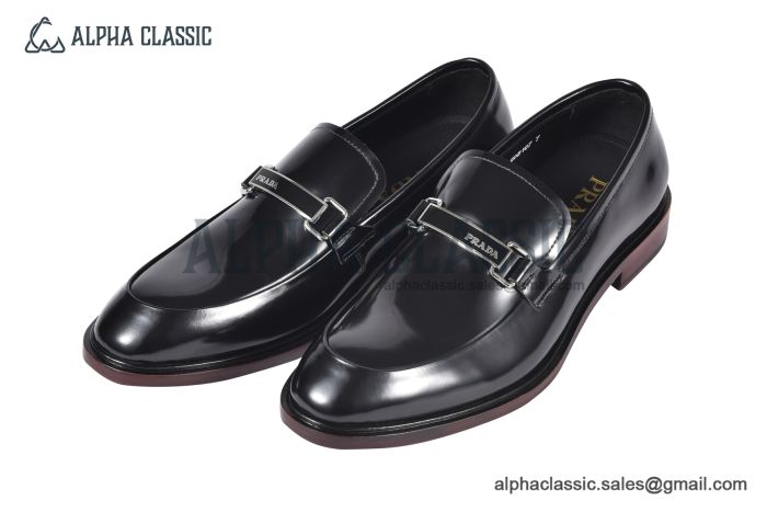Prada Saffiano Black Calfskin Loafers