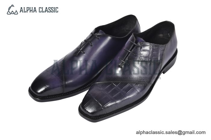 Berluti Alessandro Démesure Blue Calfskin/Crocodile Oxford