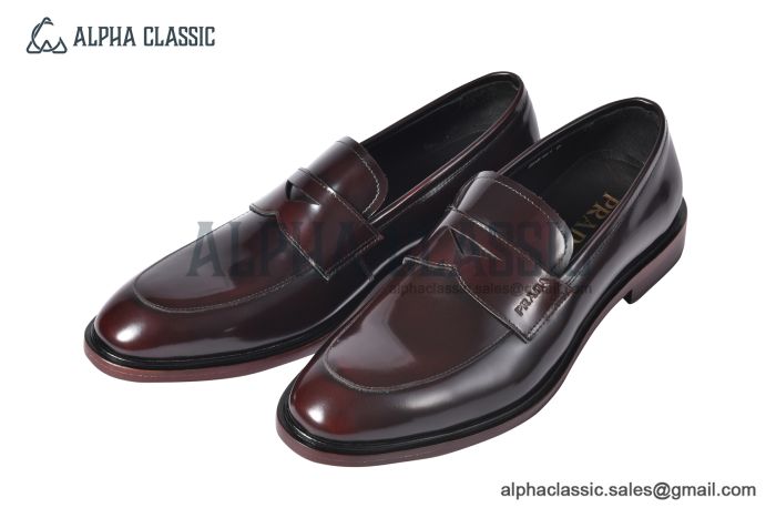 Prada Classic Brushed Red Calfskin Loafers