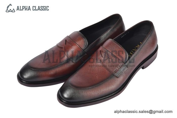 Prada Saffiano Red Calfskin Loafers with Hot-stamped Prada logo