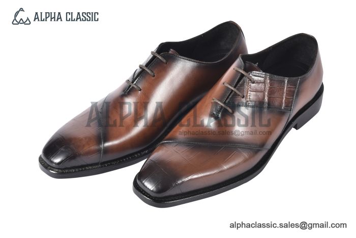 Berluti Alessandro Démesure Brown Calfskin/Crocodile Oxford