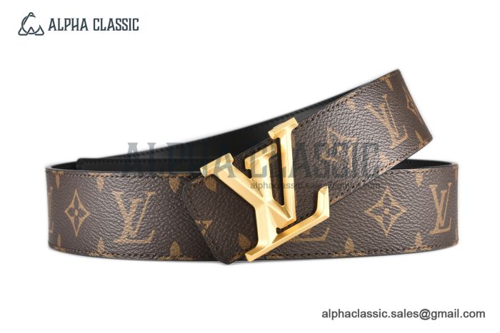 LV Pyramide 40mm Belt Brown Monogram Canvas with Yellow Gold LV Pyramide Buckle