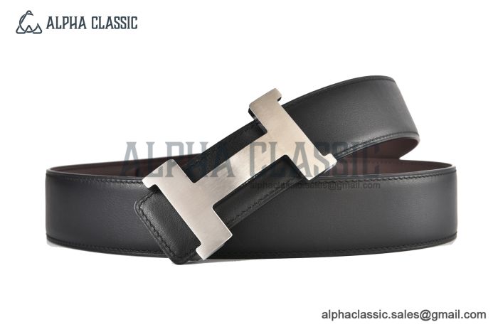HERMES Reversible Belt Black/Brown Leather with Steel Constance buckle