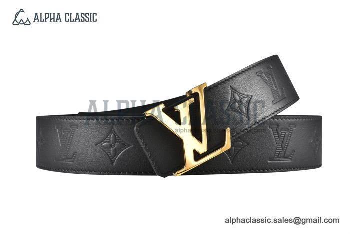 LV Initiales 40mm Reversible Belt Black Embossed Monogram Leather with Yellow Gold Iconic LV Initiales Buckle