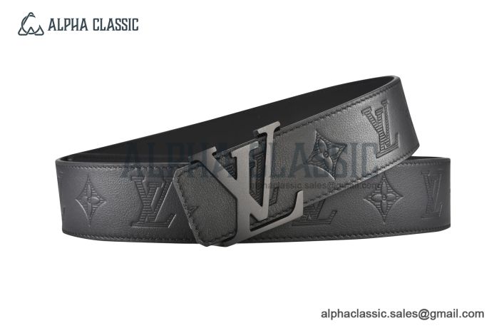 LV Initiales 40mm Reversible Belt Black Embossed Monogram Leather with Matte Black Steel Iconic LV Initiales Buckle