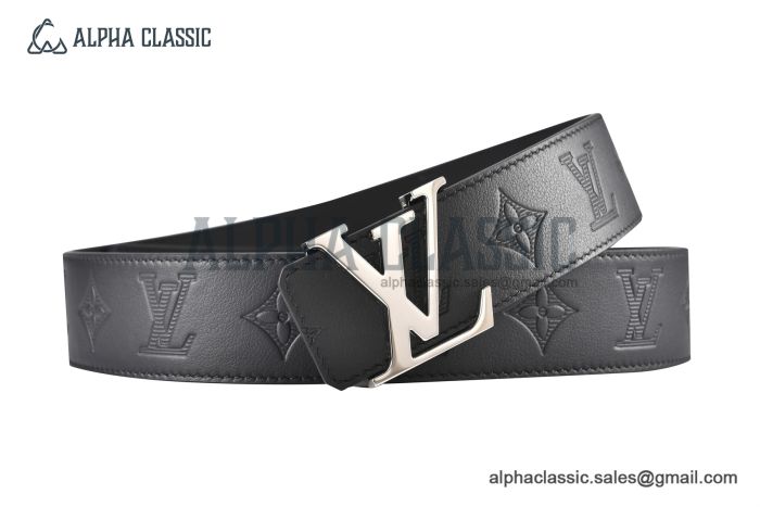 LV Initiales 40mm Reversible Belt Black Embossed Monogram Leather with Stainless Steel Iconic LV Initiales Buckle