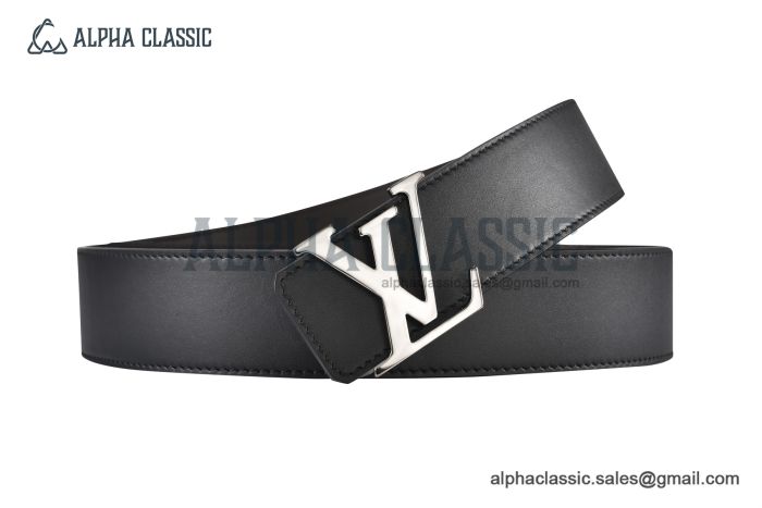 LV Mirror 35mm Reversible Belt Black Leather with Stainless Steel LV Mirror Buckle