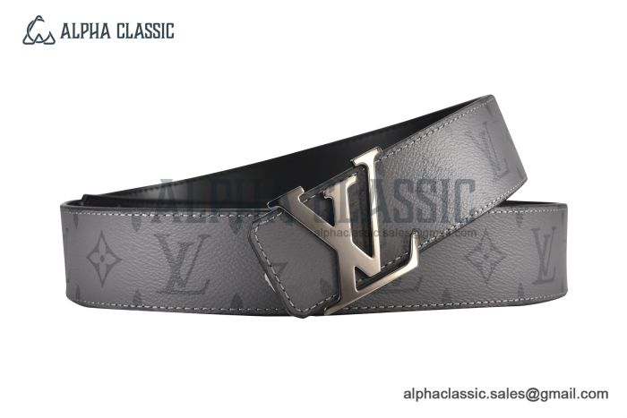 LV Initiales 40mm Reversible Belt Monogram Canvas and Calf Leather with Gray Steel LV Initials Buckle