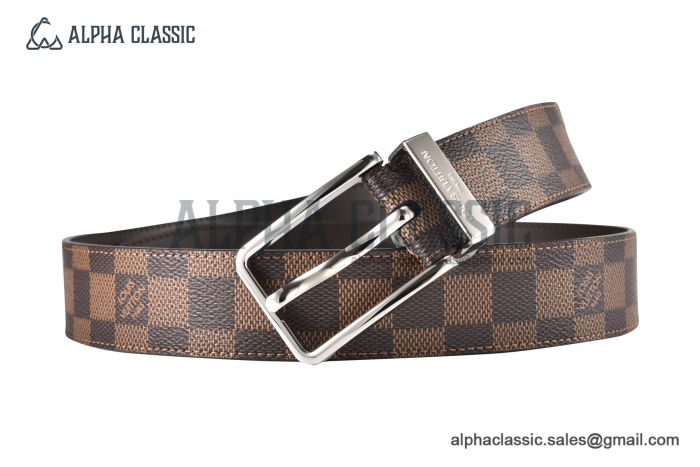 LV Pont Neuf 35MM Belt Damier Graphite Canvas with Stainless Steel LV Signature Buckle