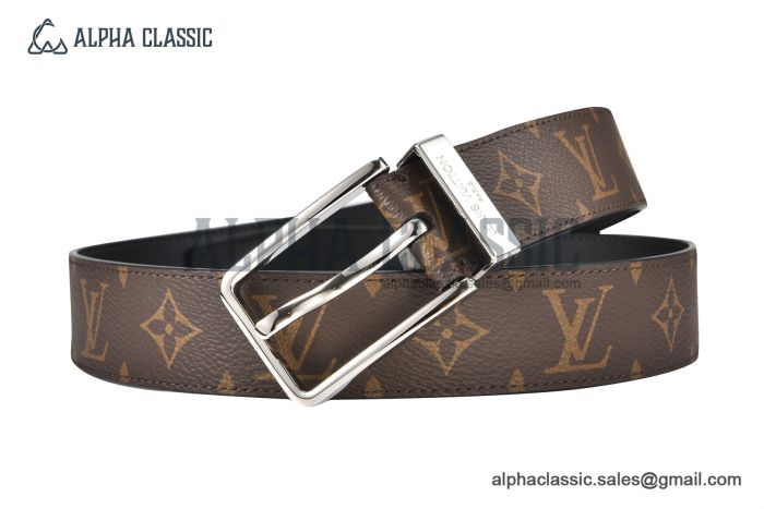 LV Pont Neuf 35MM Belt Brown Monogram Canvas with Stainless Steel LV Signature on the Metal Loop Buckle