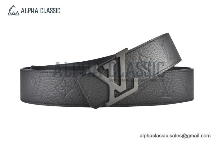 LV Initiales 40mm Reversible Belt Black Embossed Monogram Taurillon Leather with Matte Black LV Initials Buckle