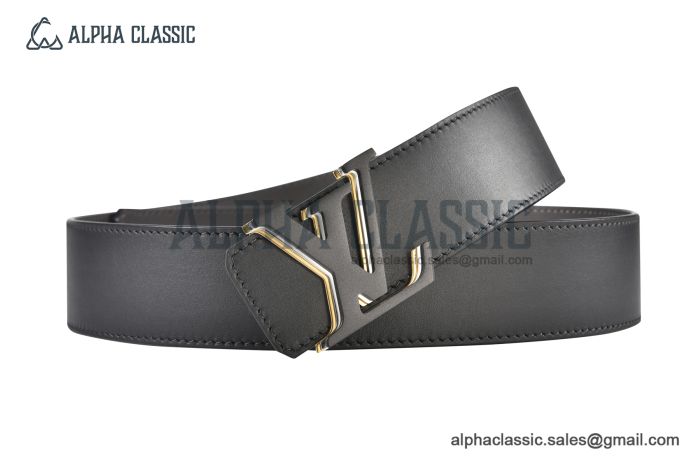 LV Optic 40mm Reversible Belt Black Calf Leather with Tone-on-tone Effect LV Initials Buckle