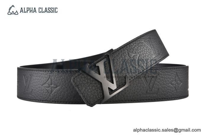 LV Initiales 40mm Reversible Belt Black Monogram Taurillon Leather with Matte Black LV Initials Buckle